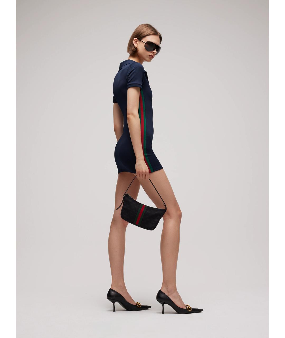 GUCCI Синее полиэстеровое повседневное платье, фото 3