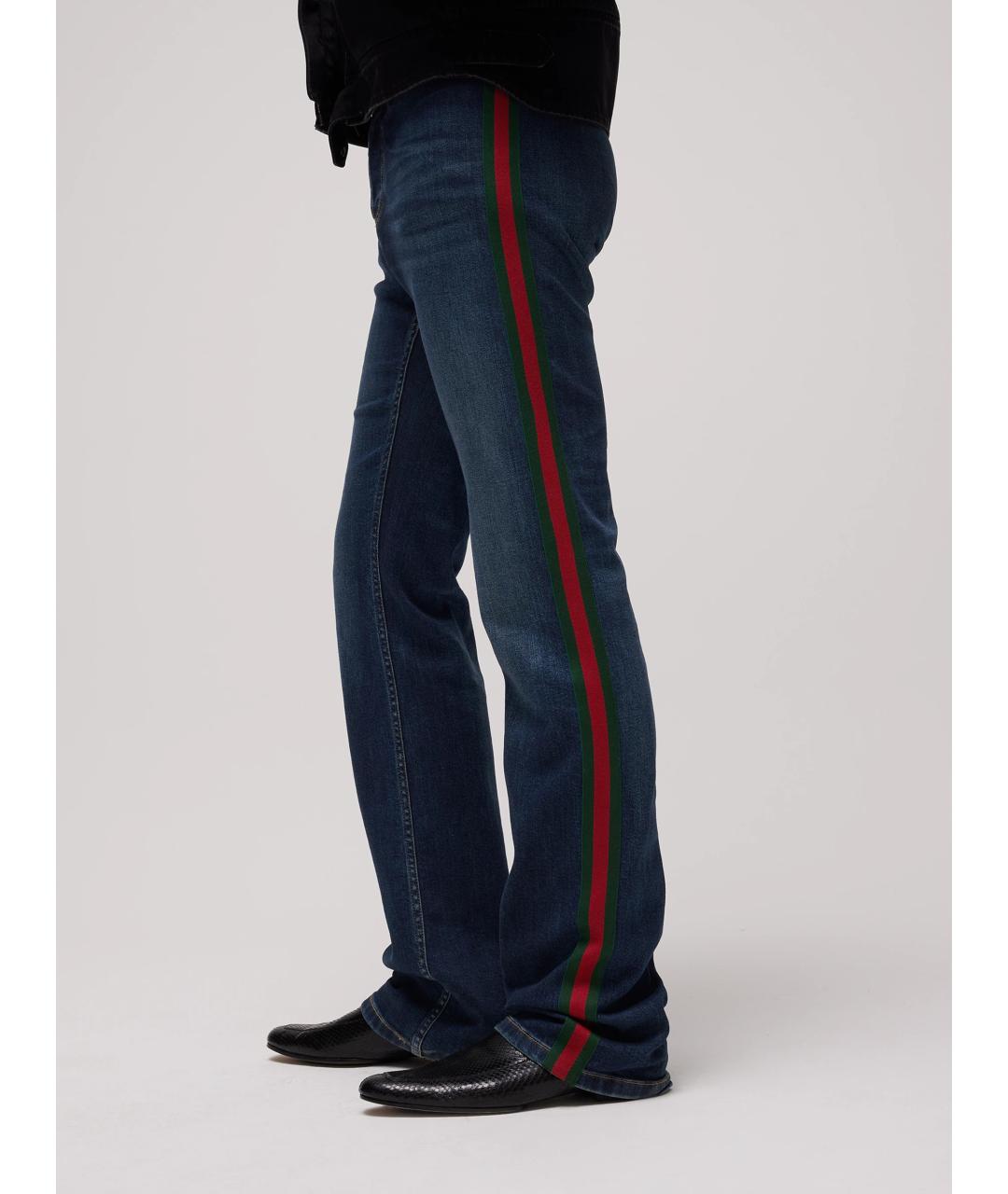 GUCCI Синие хлопковые прямые джинсы, фото 4