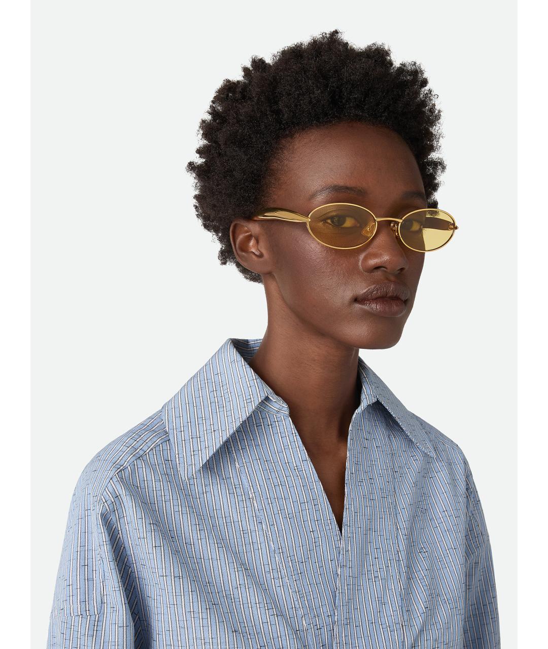 BOTTEGA VENETA Золотые солнцезащитные очки, фото 2
