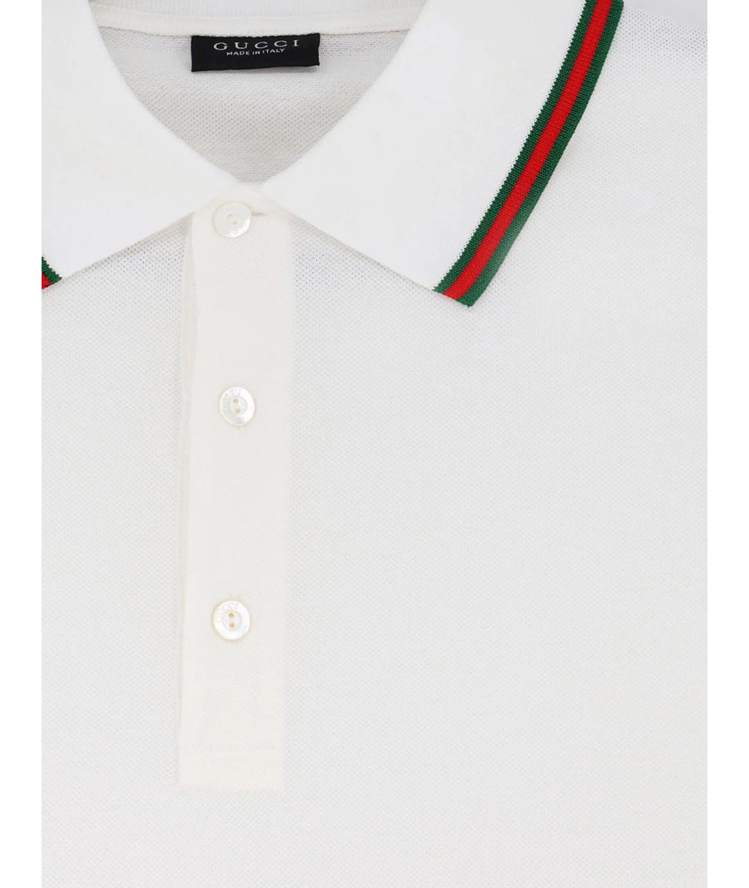 GUCCI Белое хлопковое поло с коротким рукавом, фото 5