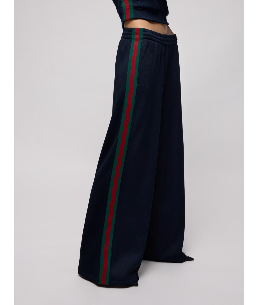 GUCCI Синие полиэстеровые брюки широкие, фото 4