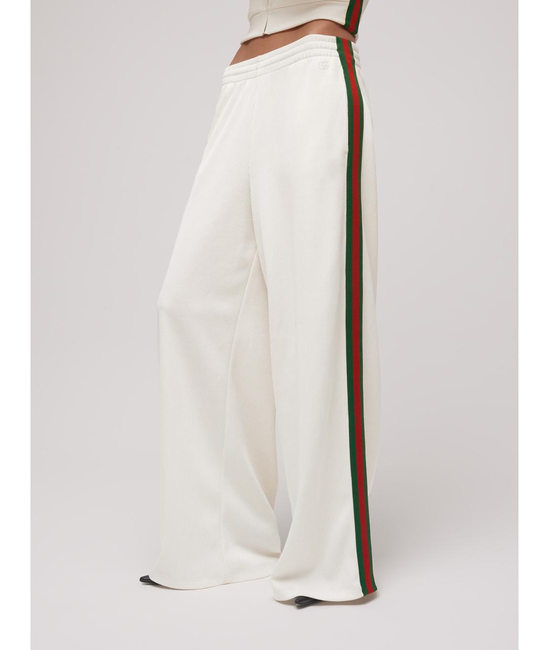 GUCCI Белые хлопковые брюки широкие, фото 4