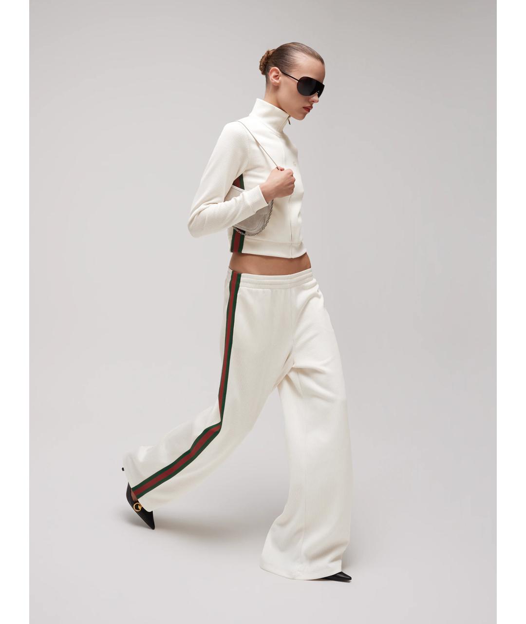GUCCI Белые хлопковые брюки широкие, фото 2