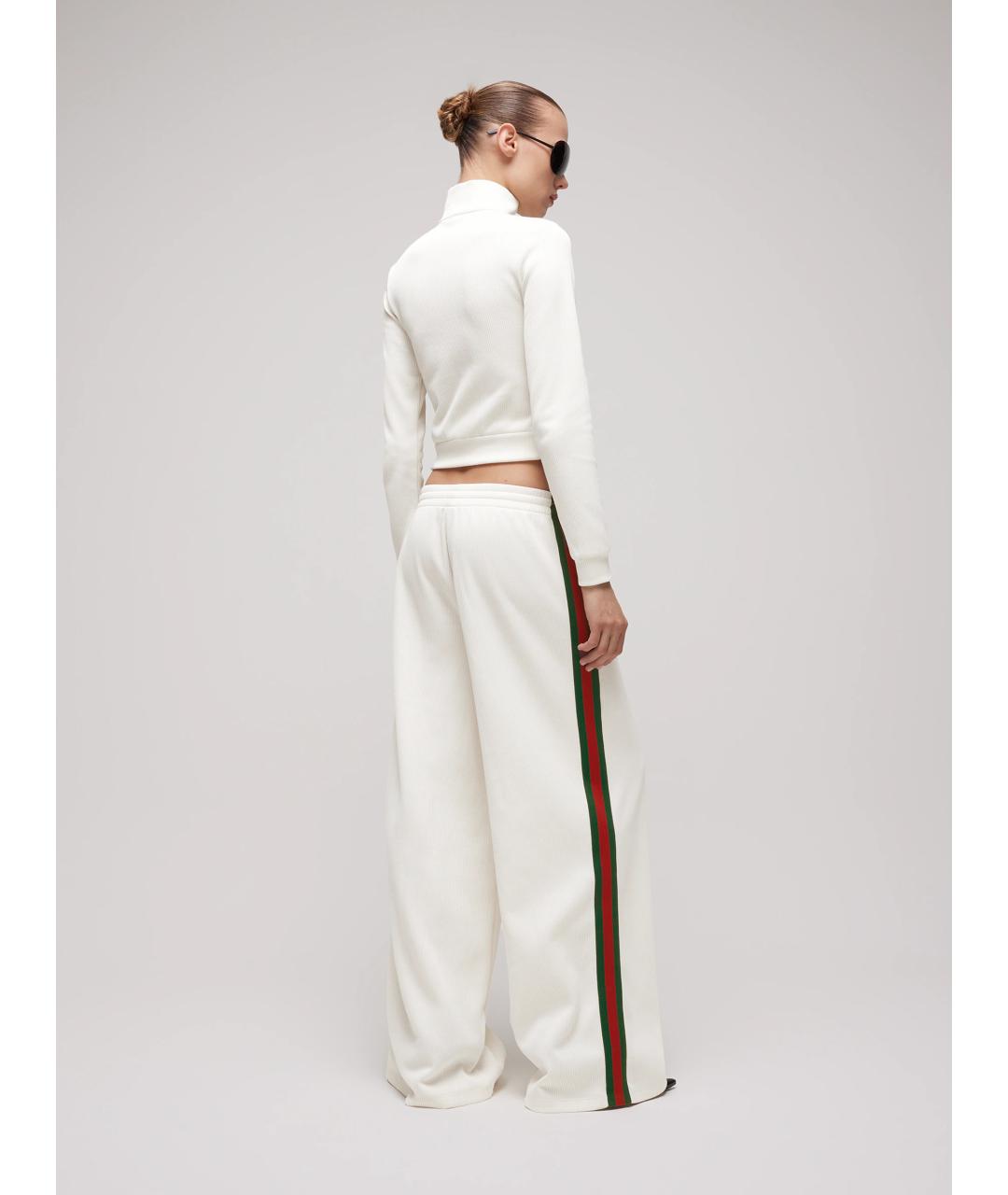 GUCCI Белые хлопковые брюки широкие, фото 3