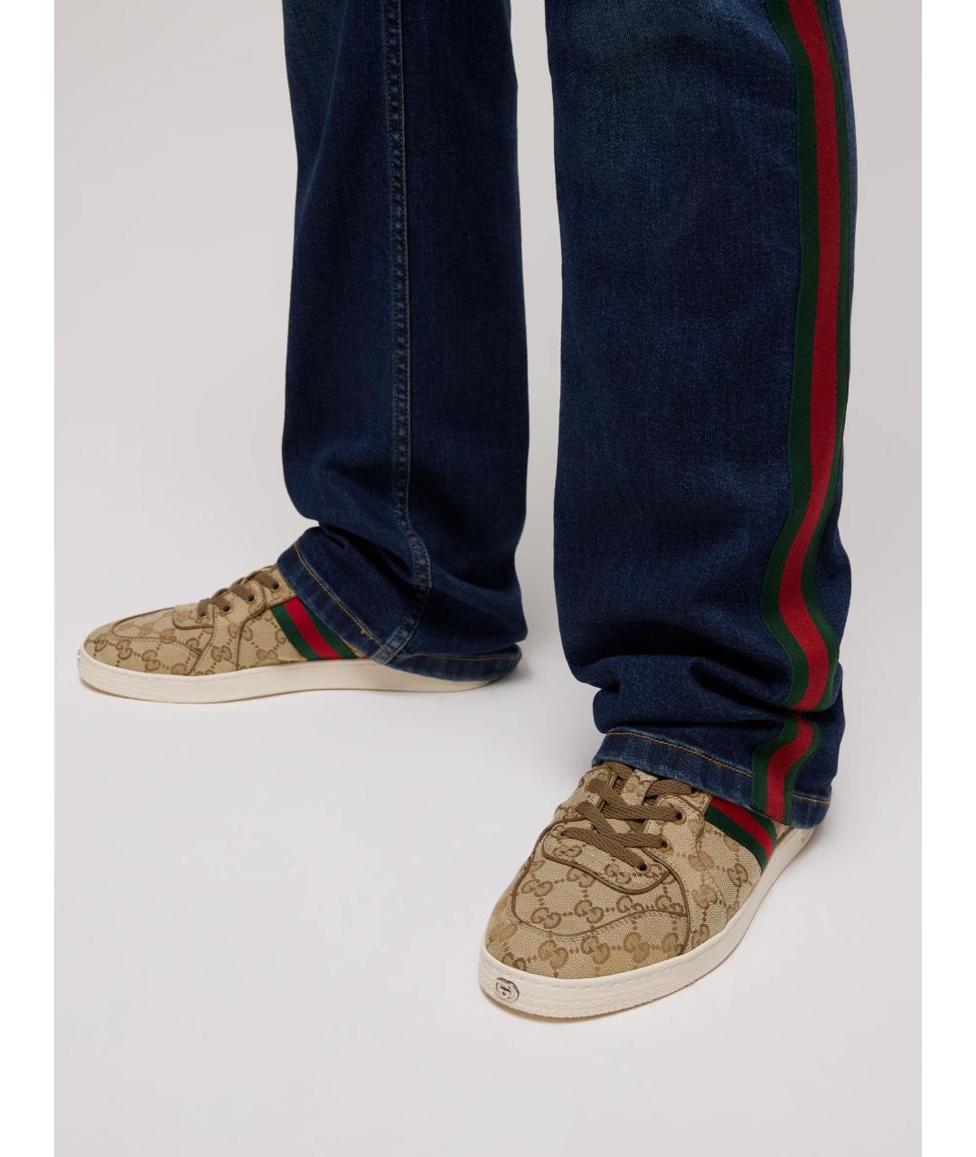 GUCCI Бежевые низкие кроссовки / кеды, фото 4