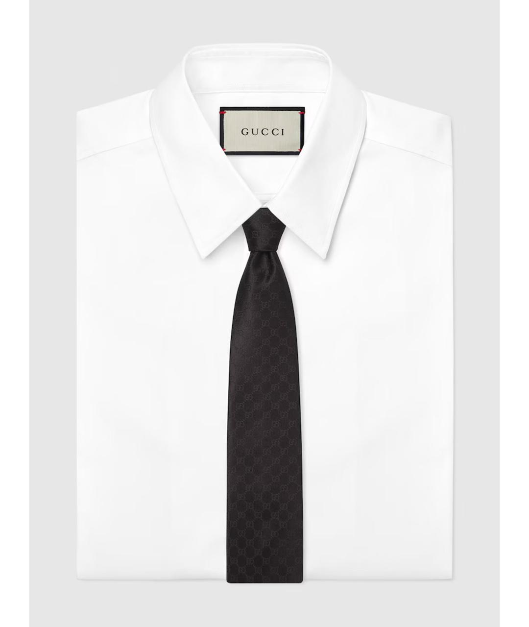 GUCCI Черный шелковый галстук, фото 2