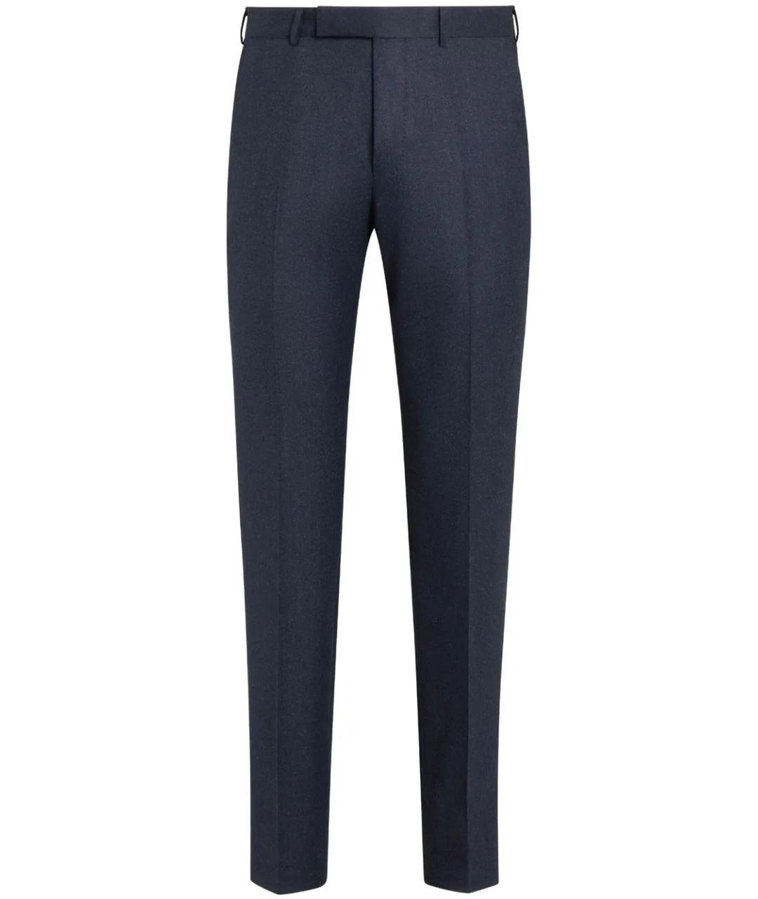 ZEGNA Синие шерстяные классические брюки, фото 1