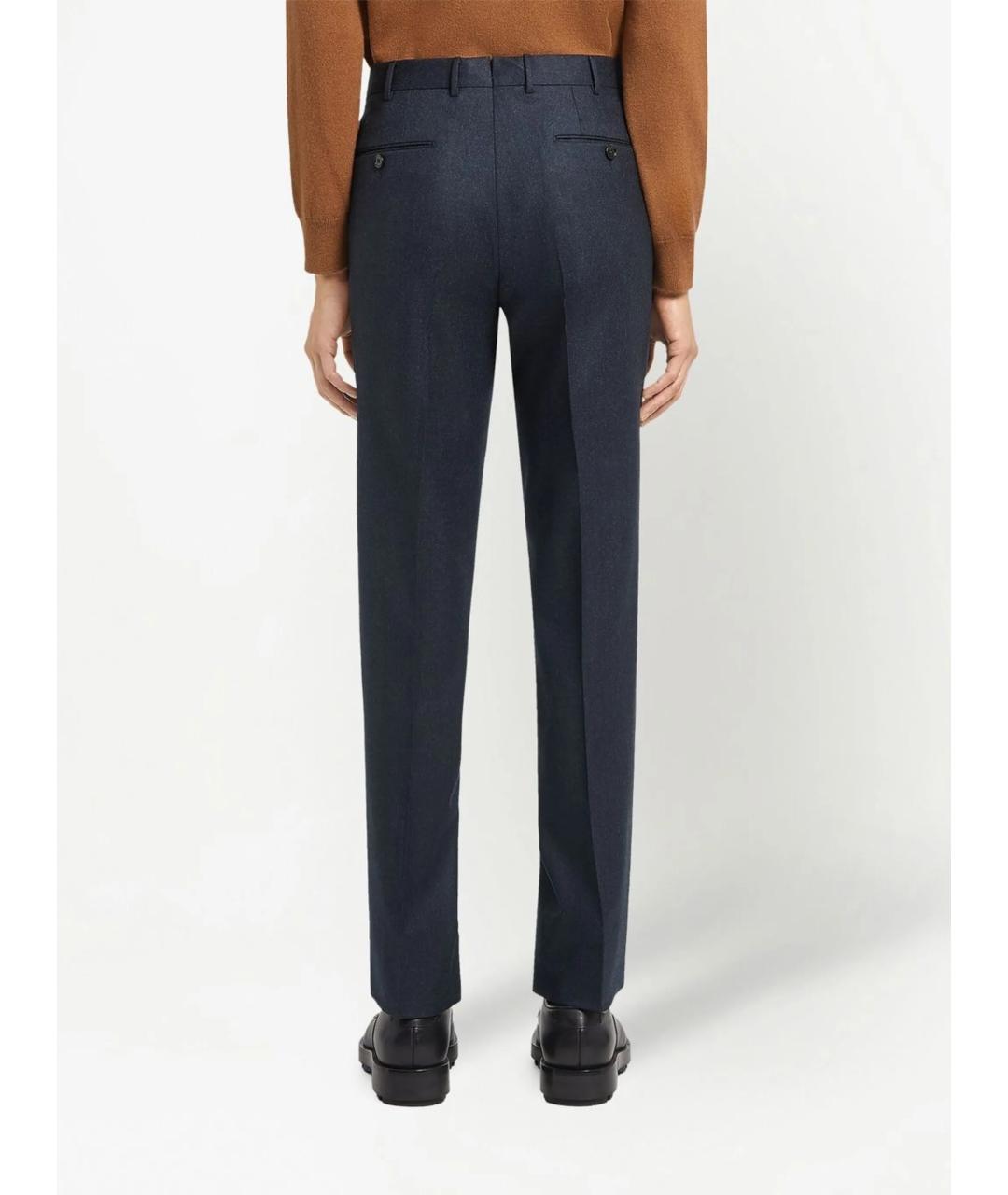 ZEGNA Синие шерстяные классические брюки, фото 4