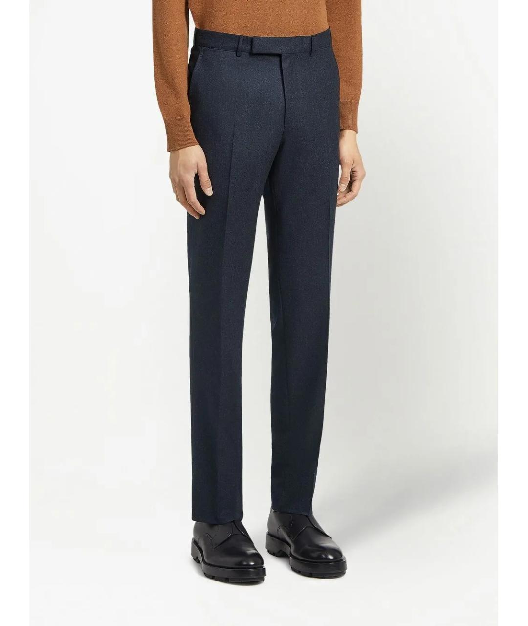 ZEGNA Синие шерстяные классические брюки, фото 3