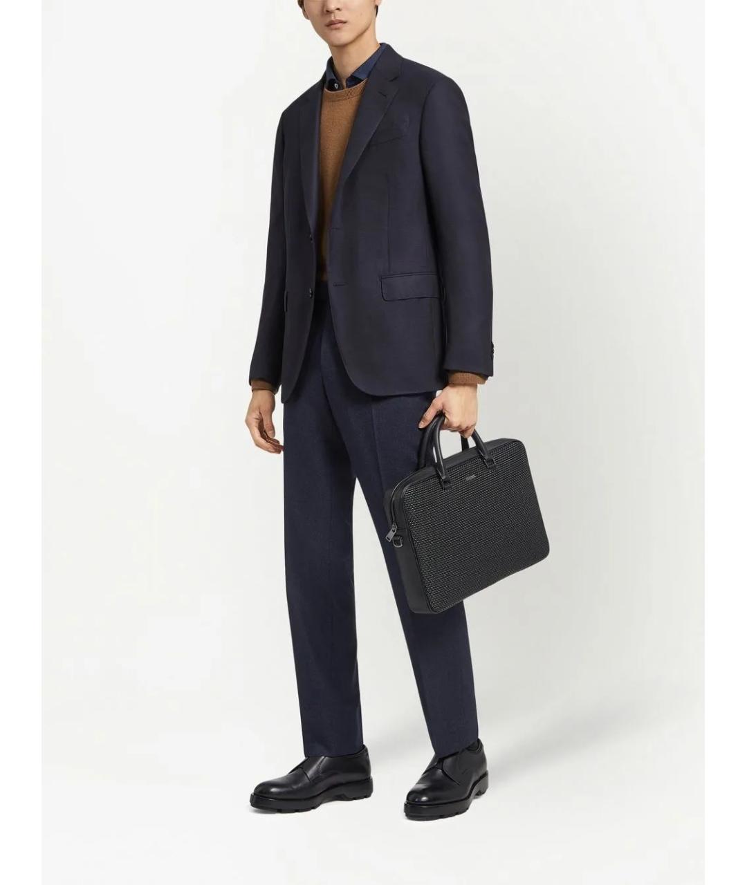 ZEGNA Синие шерстяные классические брюки, фото 2