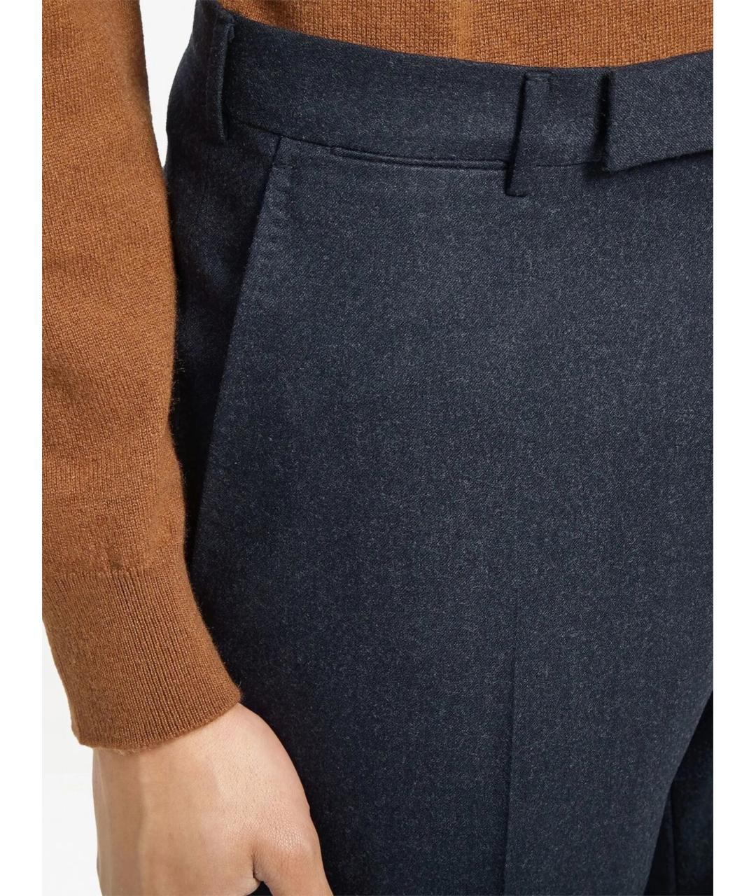ZEGNA Синие шерстяные классические брюки, фото 5
