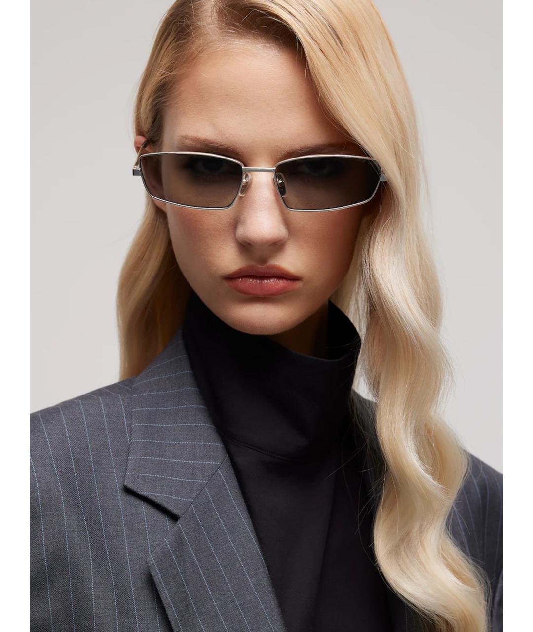 GUCCI Серебряные металлические солнцезащитные очки, фото 3