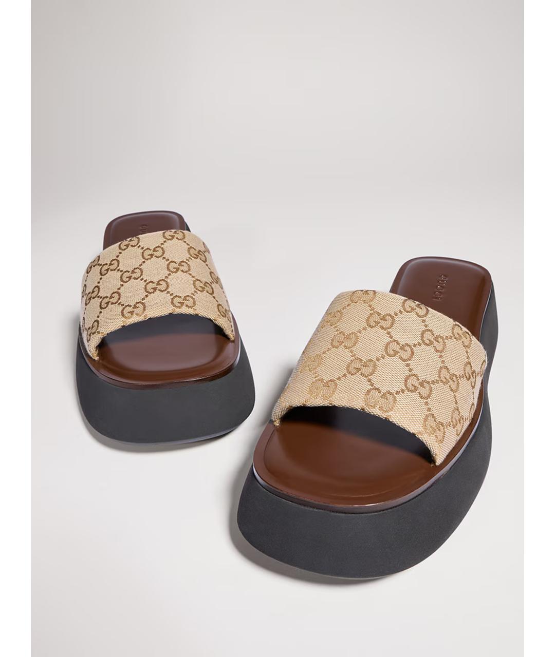 GUCCI Бежевые сандалии, фото 5