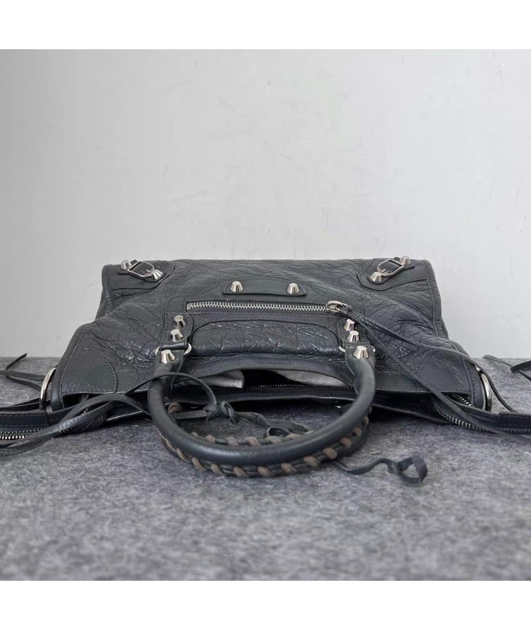 BALENCIAGA Черная кожаная сумка тоут, фото 4