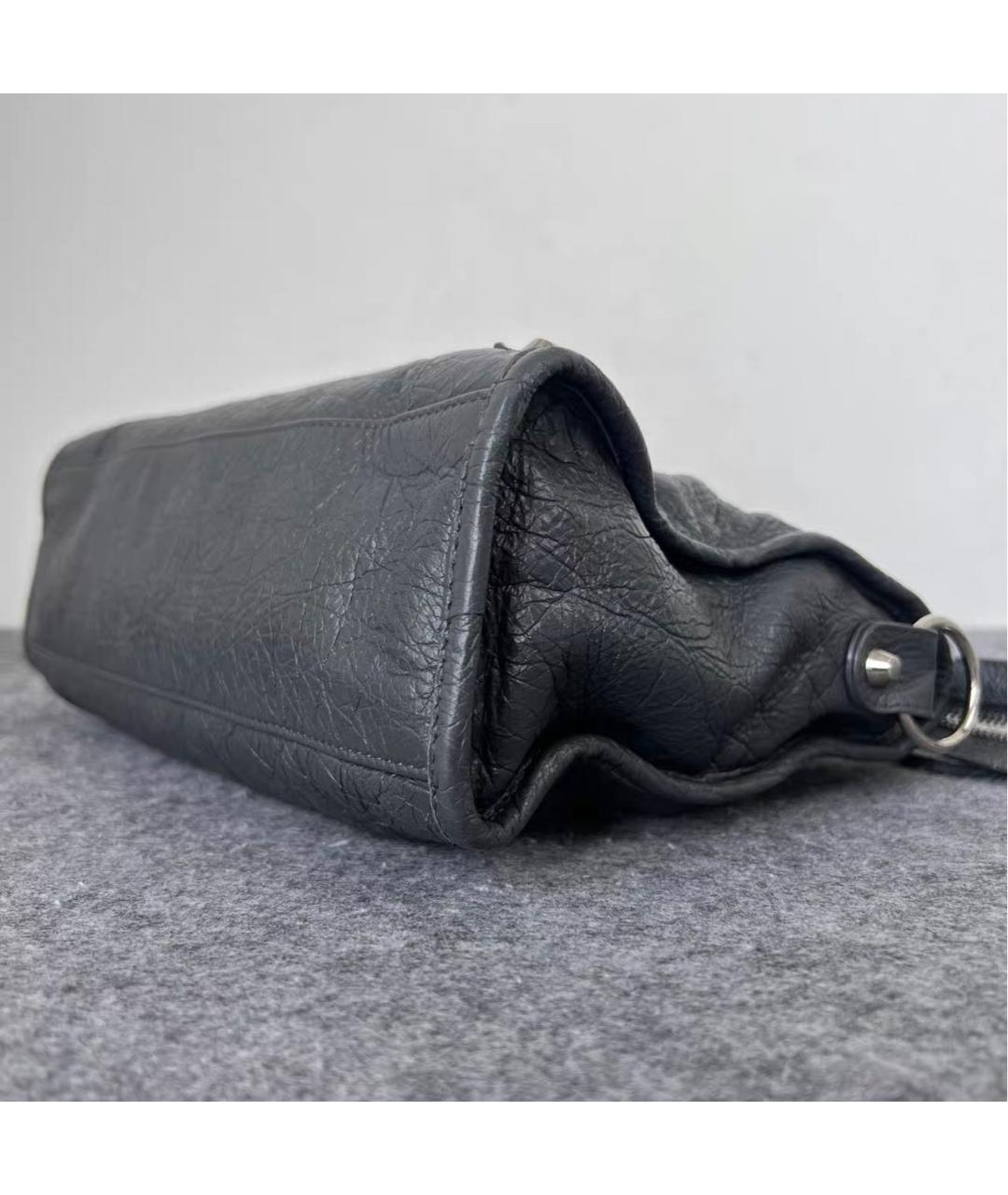 BALENCIAGA Черная кожаная сумка тоут, фото 6