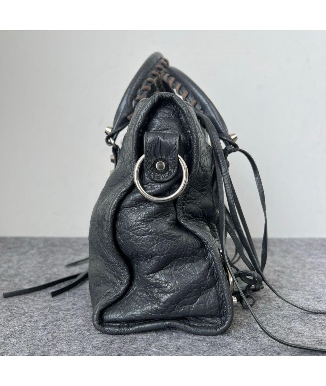 BALENCIAGA Черная кожаная сумка тоут, фото 3