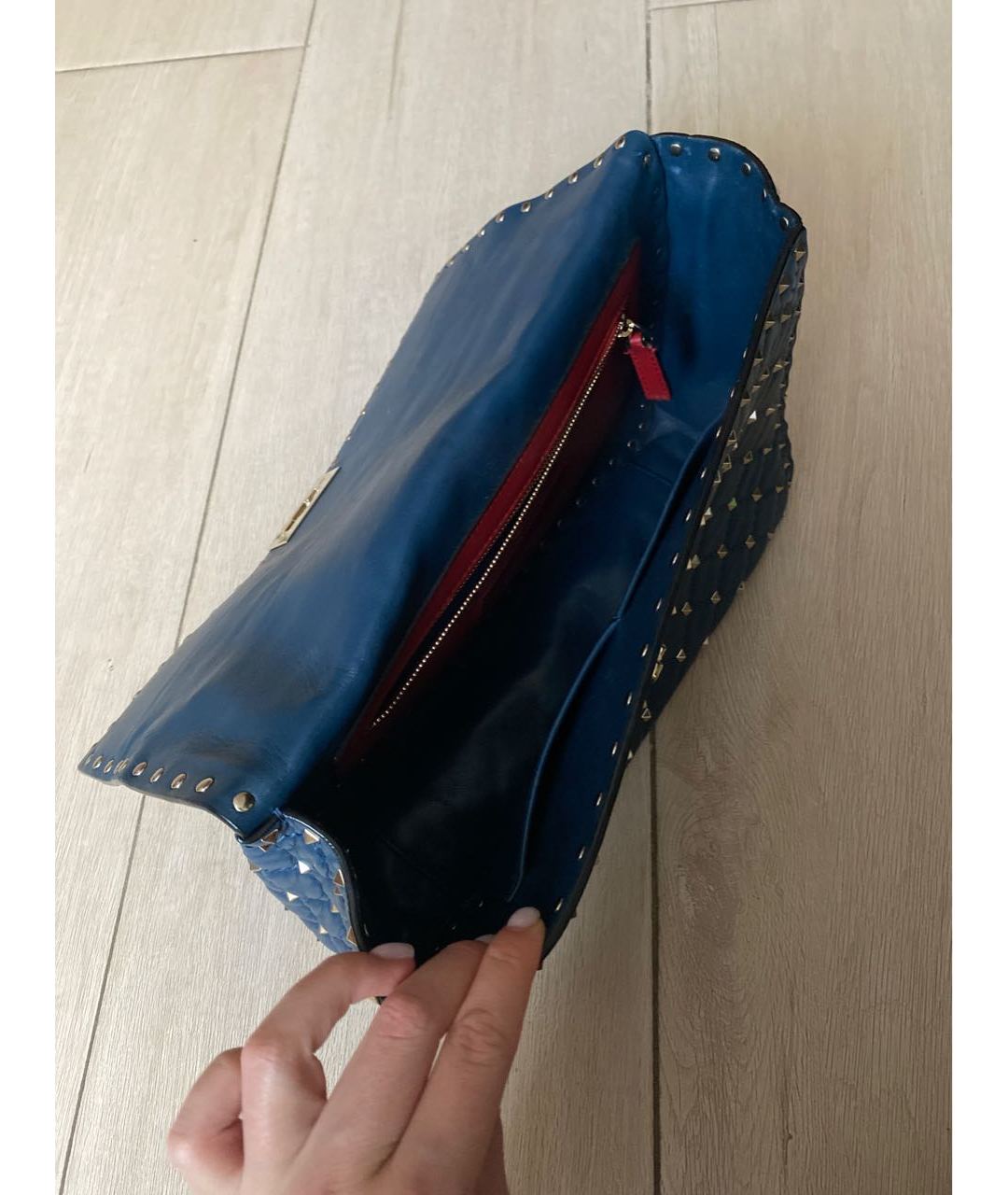 VALENTINO Синяя кожаная сумка тоут, фото 4