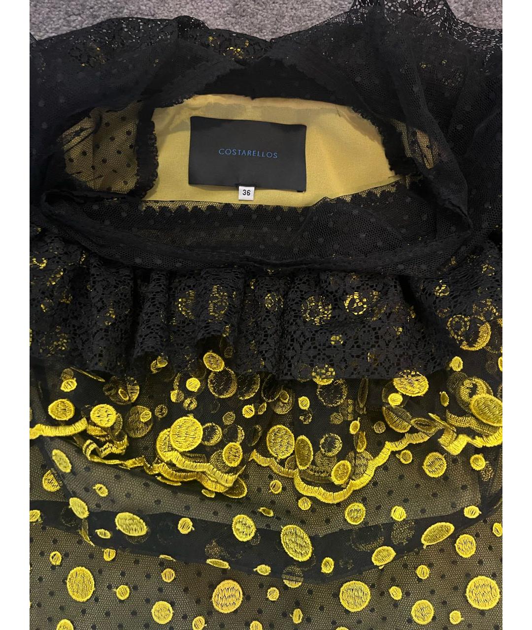 COSTARELLOS Желтое креповое коктейльное платье, фото 3