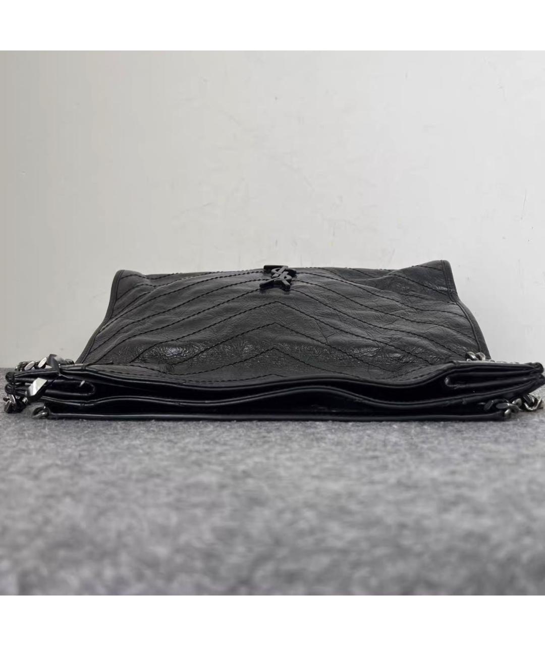 SAINT LAURENT Черная кожаная сумка тоут, фото 5