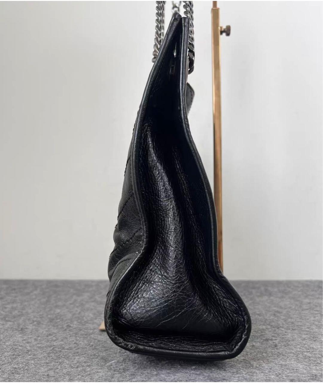 SAINT LAURENT Черная кожаная сумка тоут, фото 4