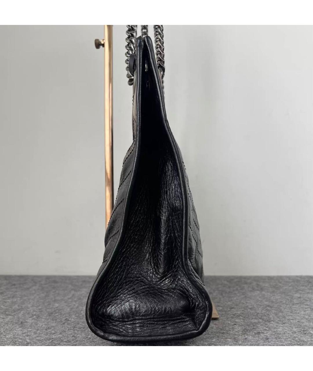SAINT LAURENT Черная кожаная сумка тоут, фото 3