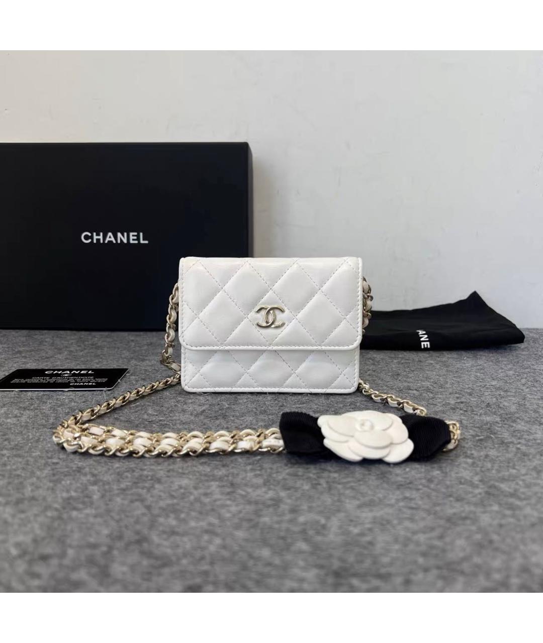 CHANEL Белая кожаная сумка через плечо, фото 8