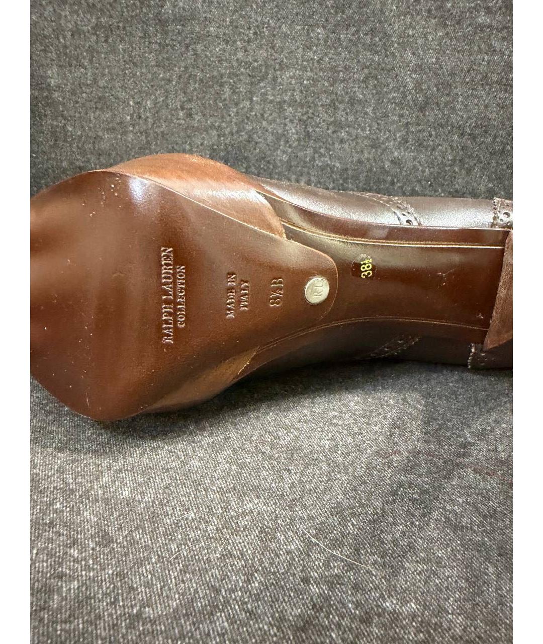 RALPH LAUREN PURPLE LABEL Коричневые кожаные туфли, фото 7