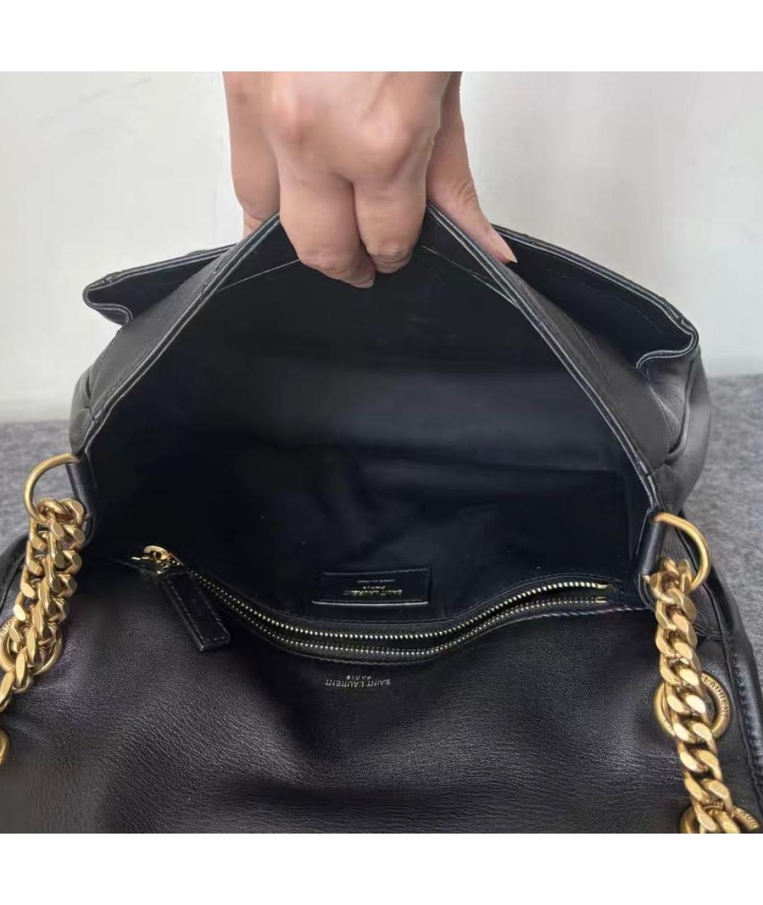 SAINT LAURENT Черная кожаная сумка тоут, фото 8