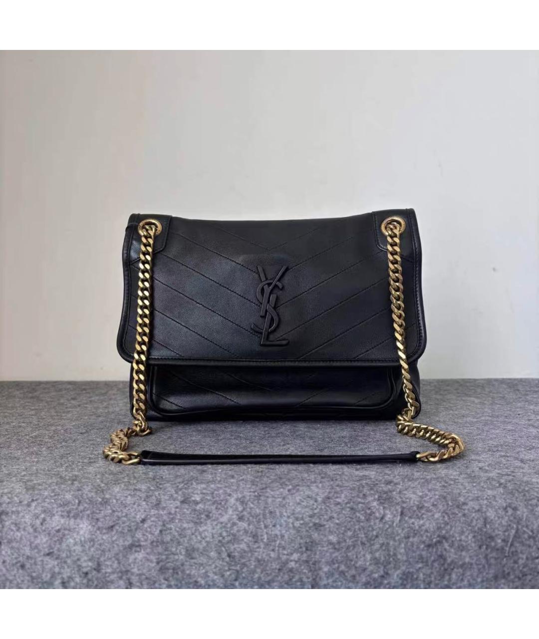 SAINT LAURENT Черная кожаная сумка тоут, фото 9