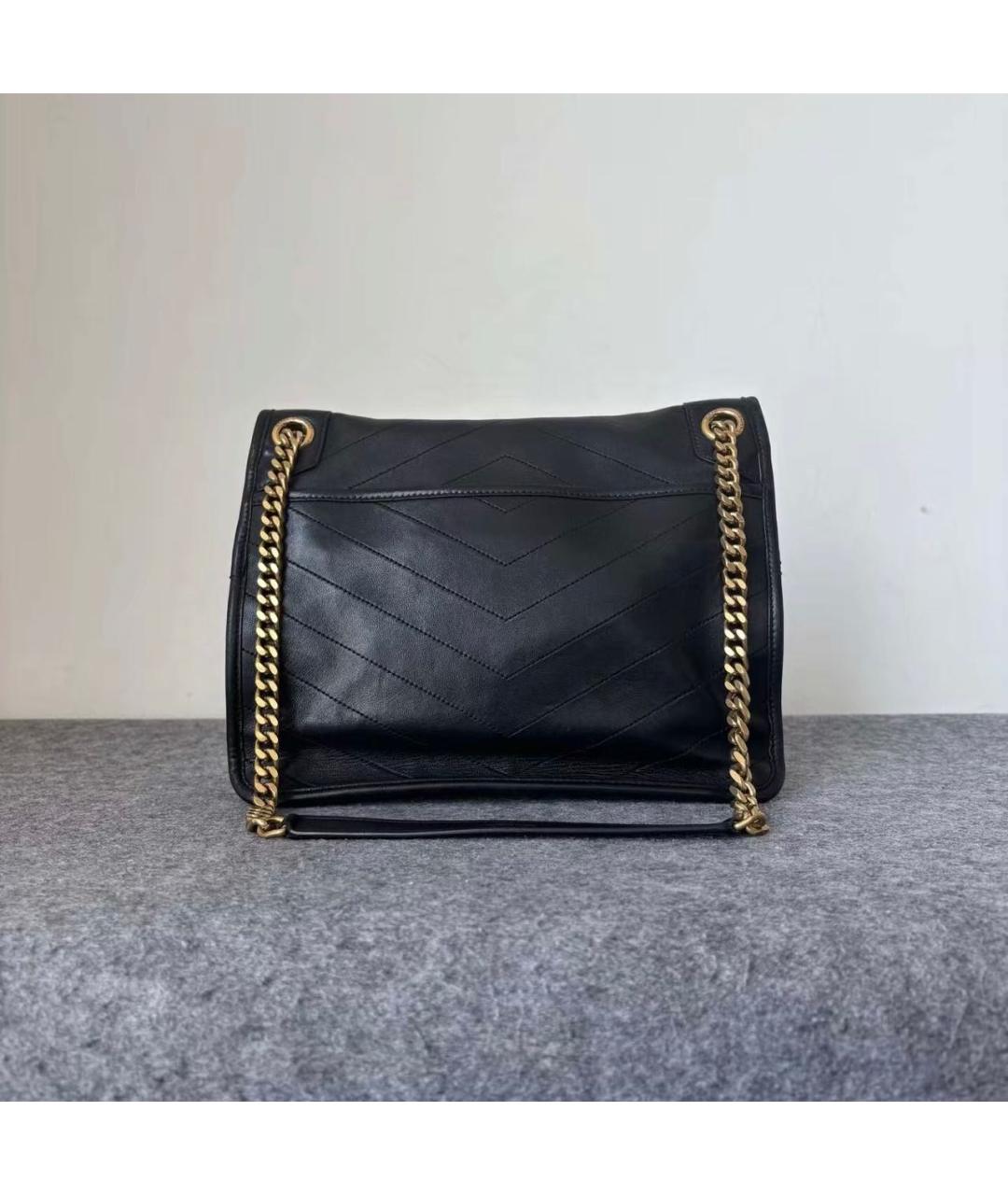 SAINT LAURENT Черная кожаная сумка тоут, фото 2