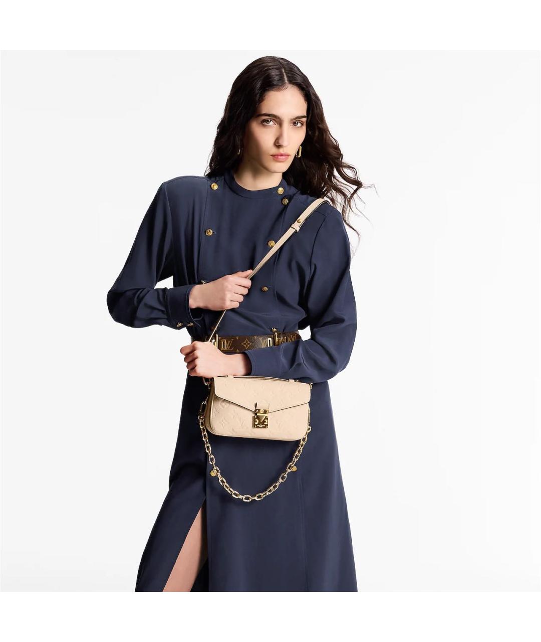LOUIS VUITTON Бежевая кожаная сумка через плечо, фото 4