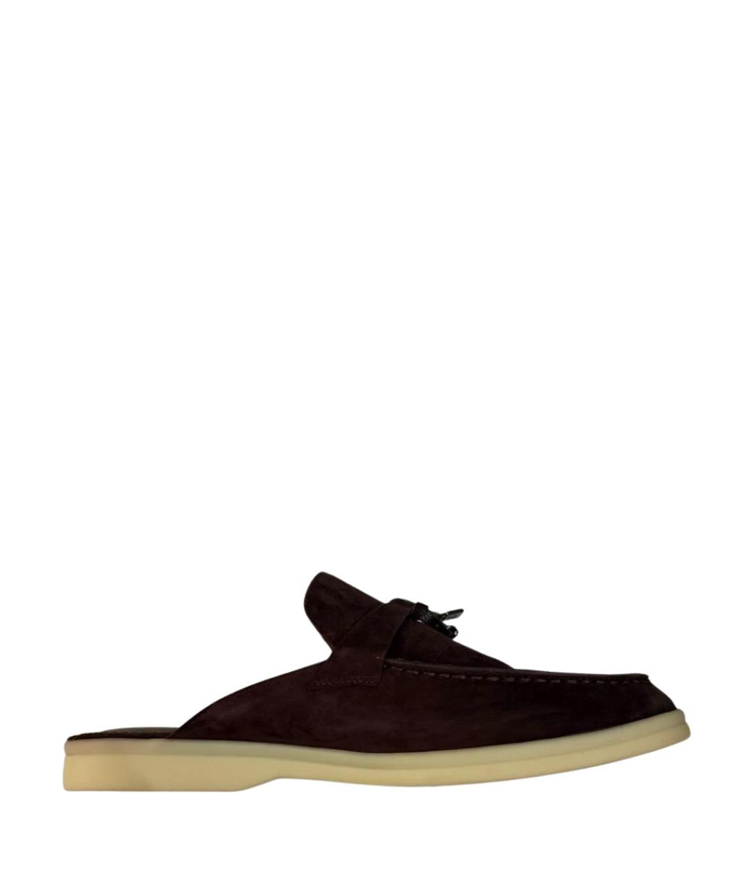 LORO PIANA Фиолетовые замшевые мюли, фото 1