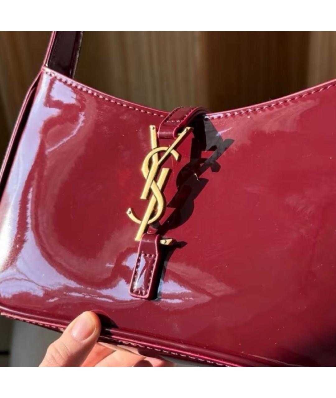 SAINT LAURENT Бордовая кожаная сумка через плечо, фото 8