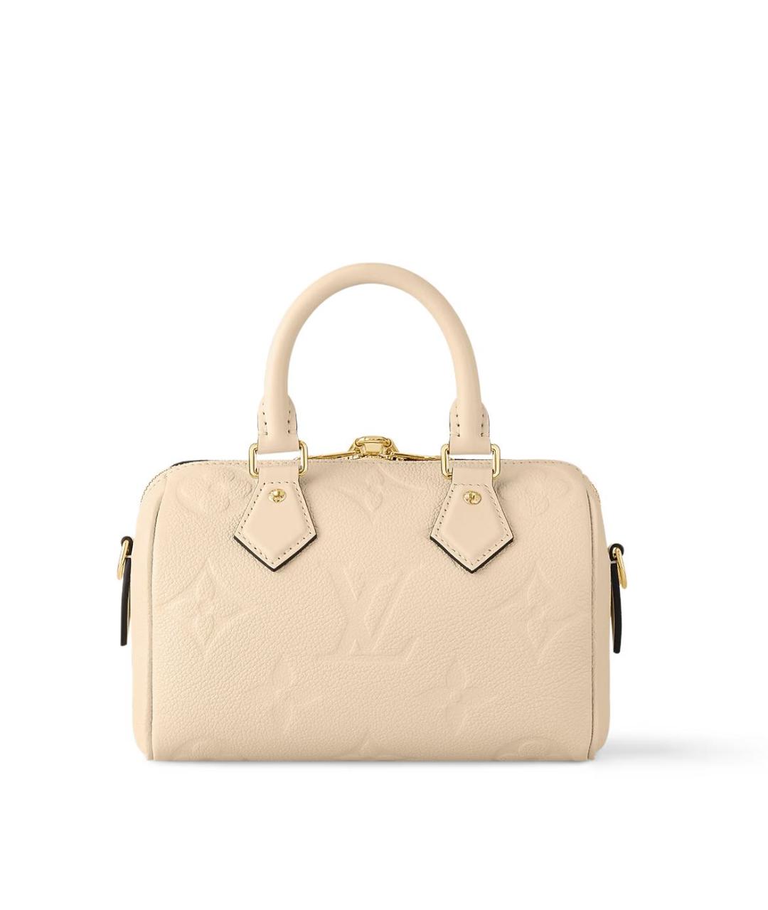 LOUIS VUITTON Бежевая кожаная сумка с короткими ручками, фото 5