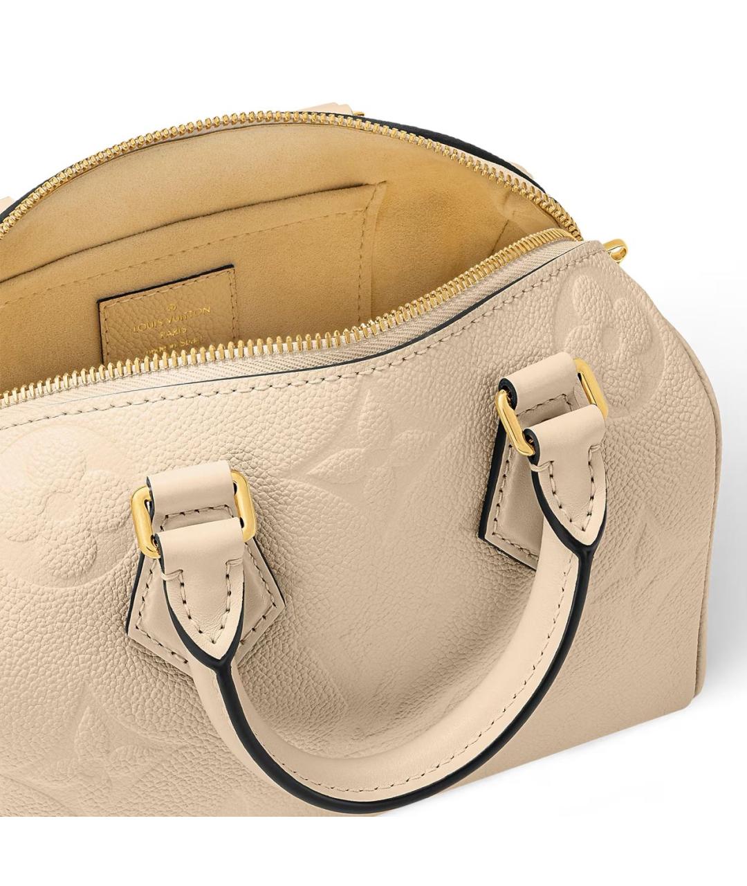 LOUIS VUITTON Бежевая кожаная сумка с короткими ручками, фото 4