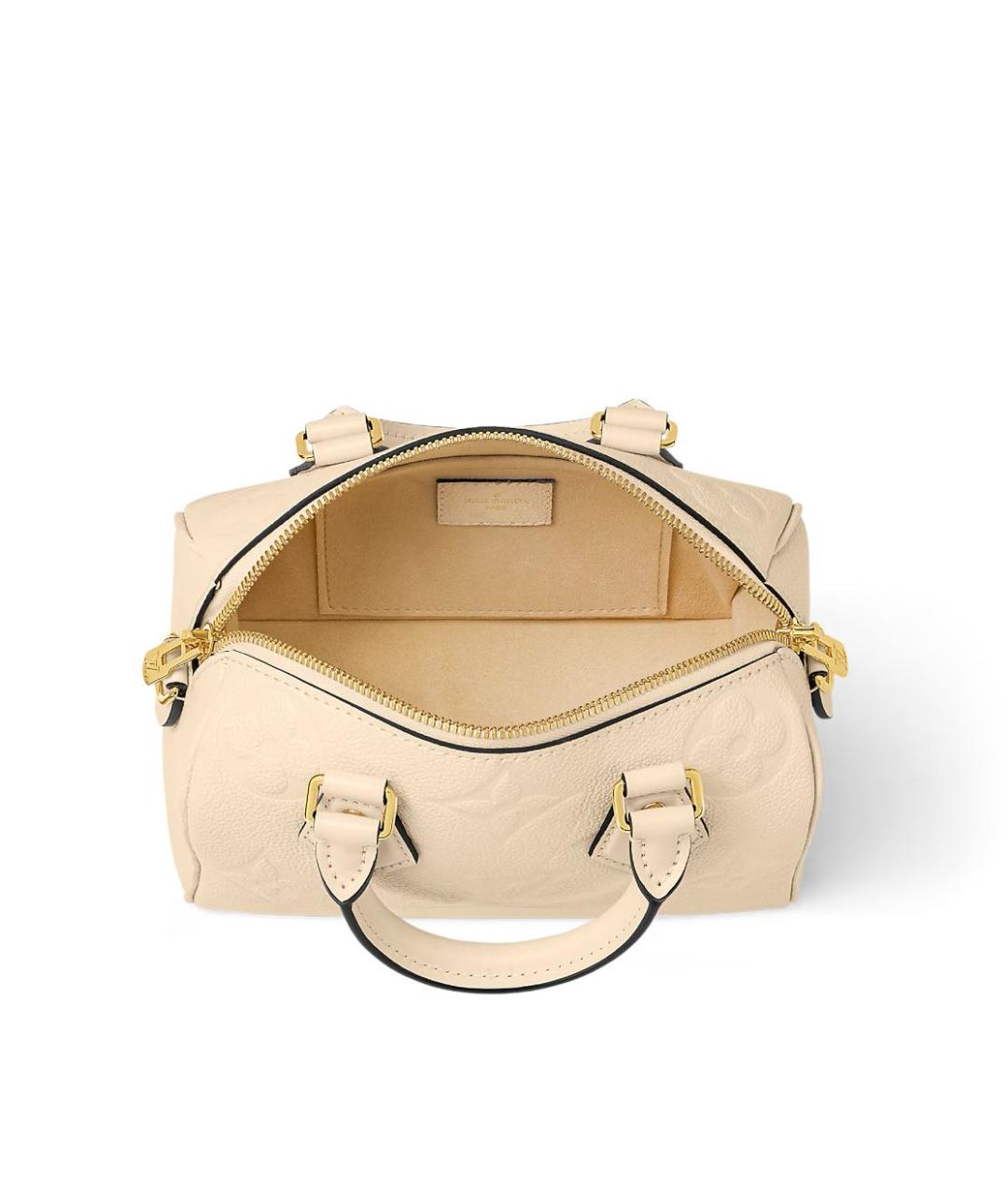 LOUIS VUITTON Бежевая кожаная сумка с короткими ручками, фото 3