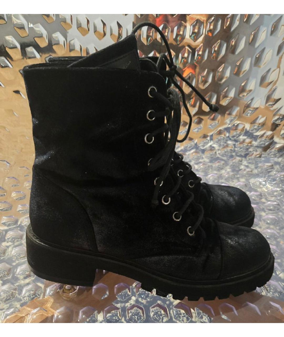 GIUSEPPE ZANOTTI DESIGN Черные бархатные ботинки, фото 10