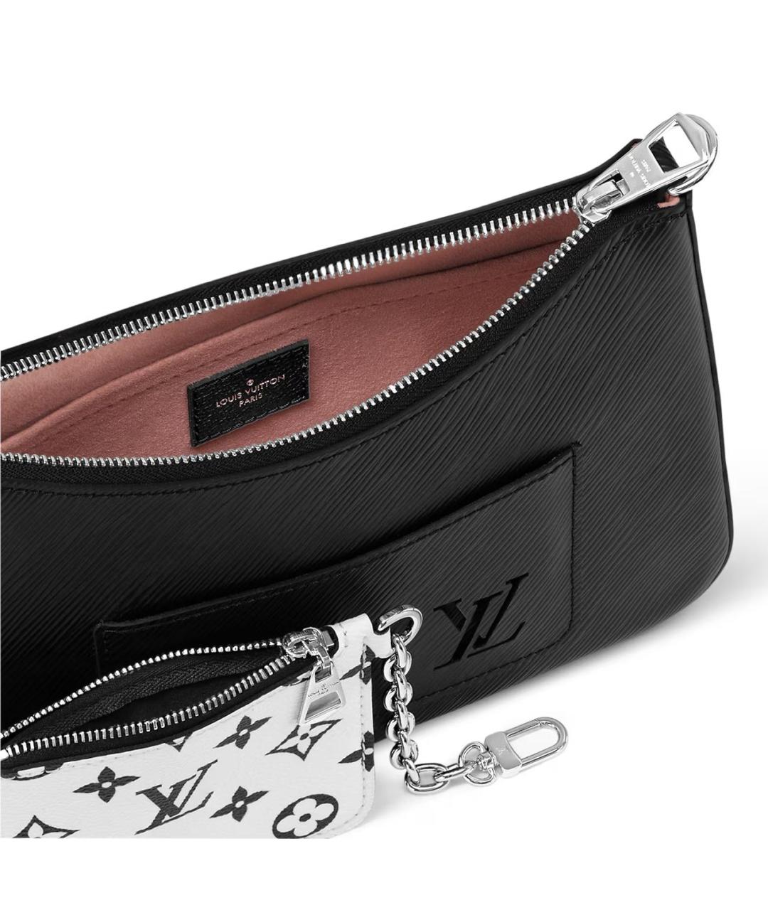 LOUIS VUITTON Черная кожаная сумка через плечо, фото 4