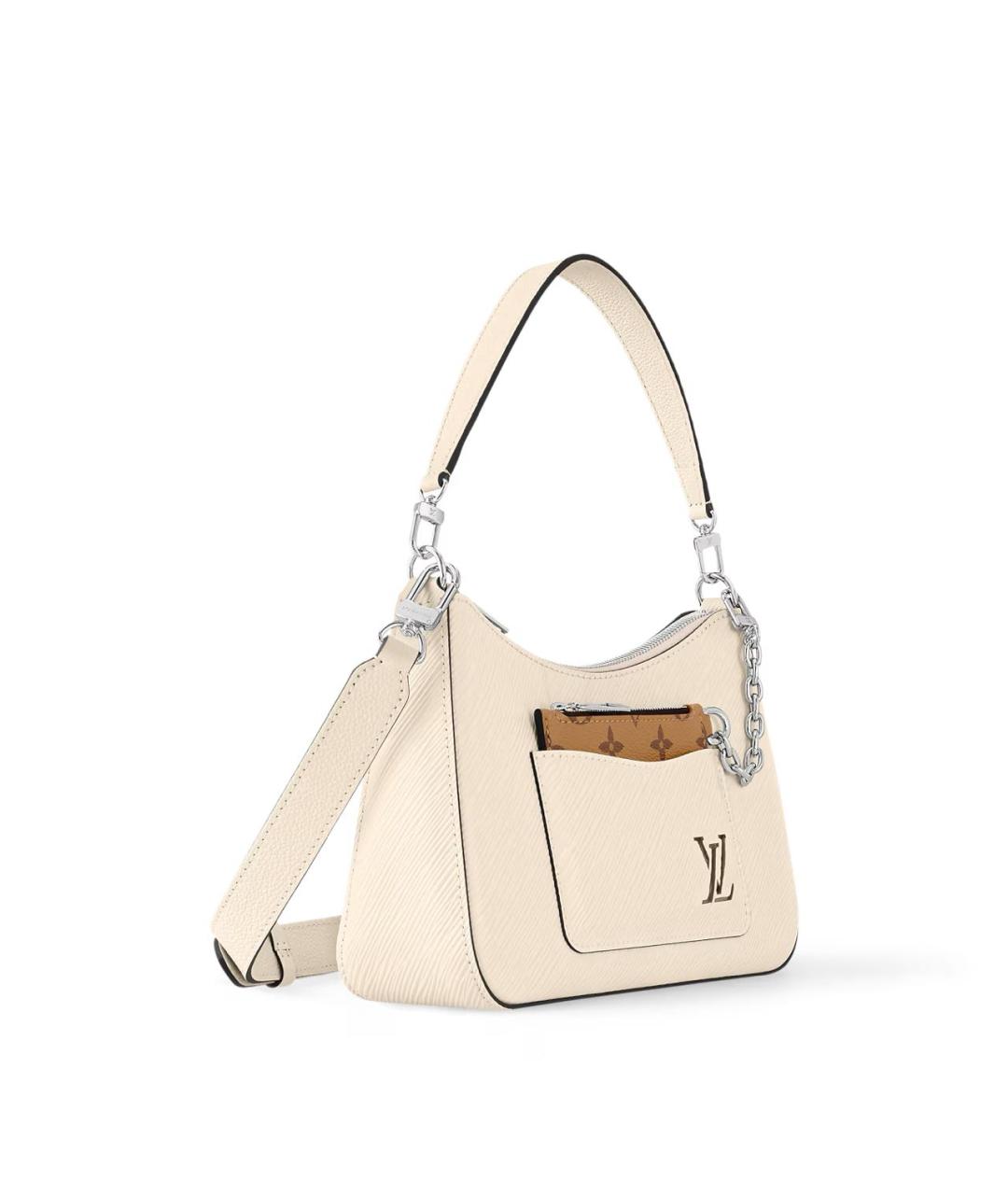 LOUIS VUITTON Бежевая кожаная сумка через плечо, фото 2