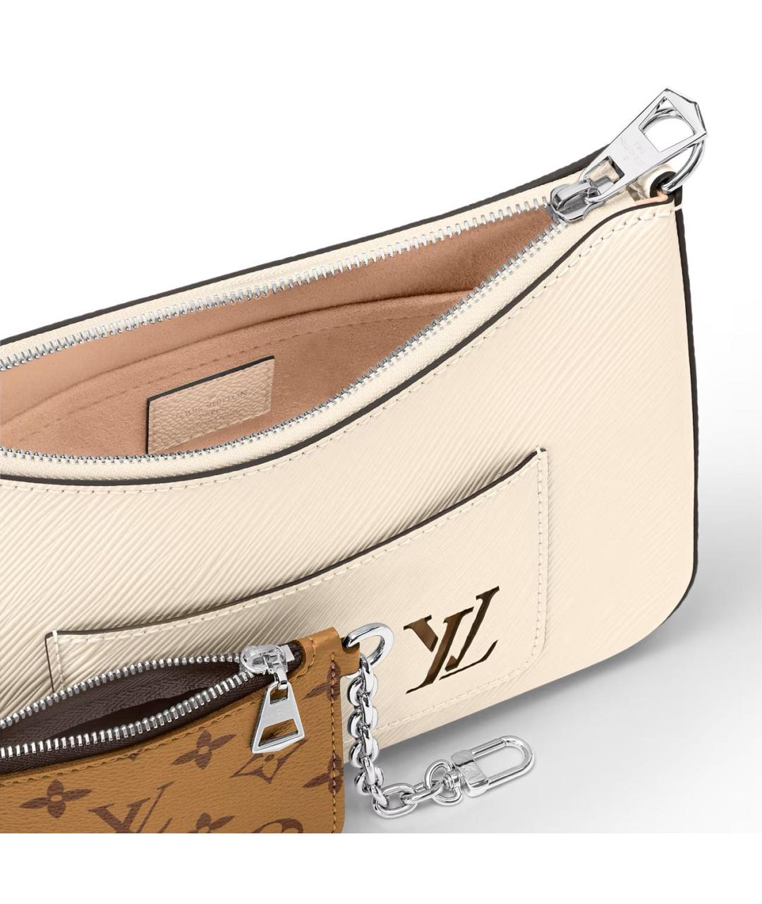 LOUIS VUITTON Бежевая кожаная сумка через плечо, фото 4