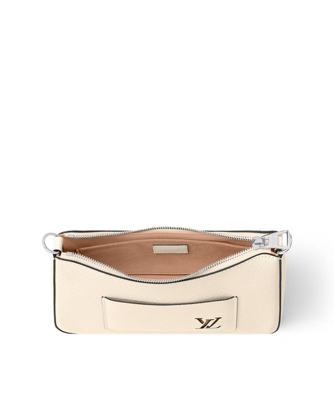 LOUIS VUITTON Бежевая кожаная сумка через плечо, фото 3
