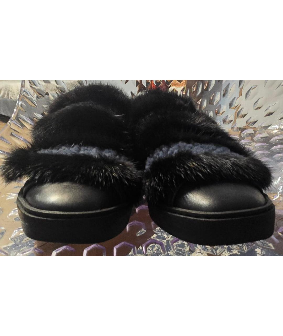 SANTONI Черные кожаные кеды, фото 2