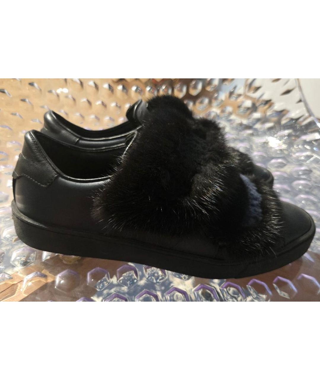 SANTONI Черные кожаные кеды, фото 10