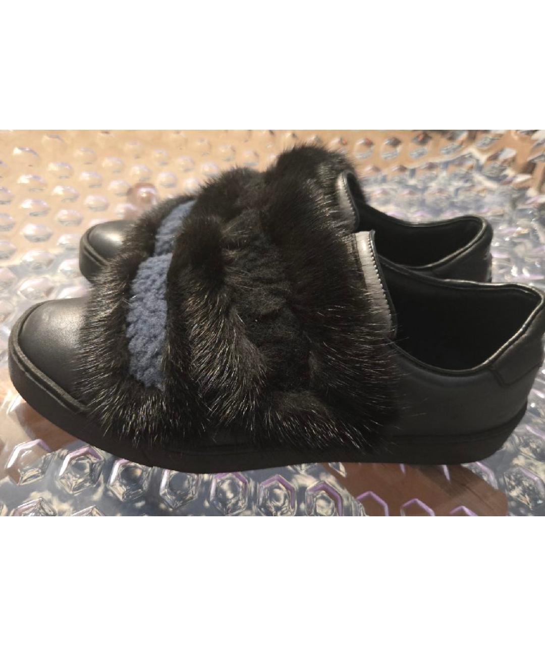 SANTONI Черные кожаные кеды, фото 6