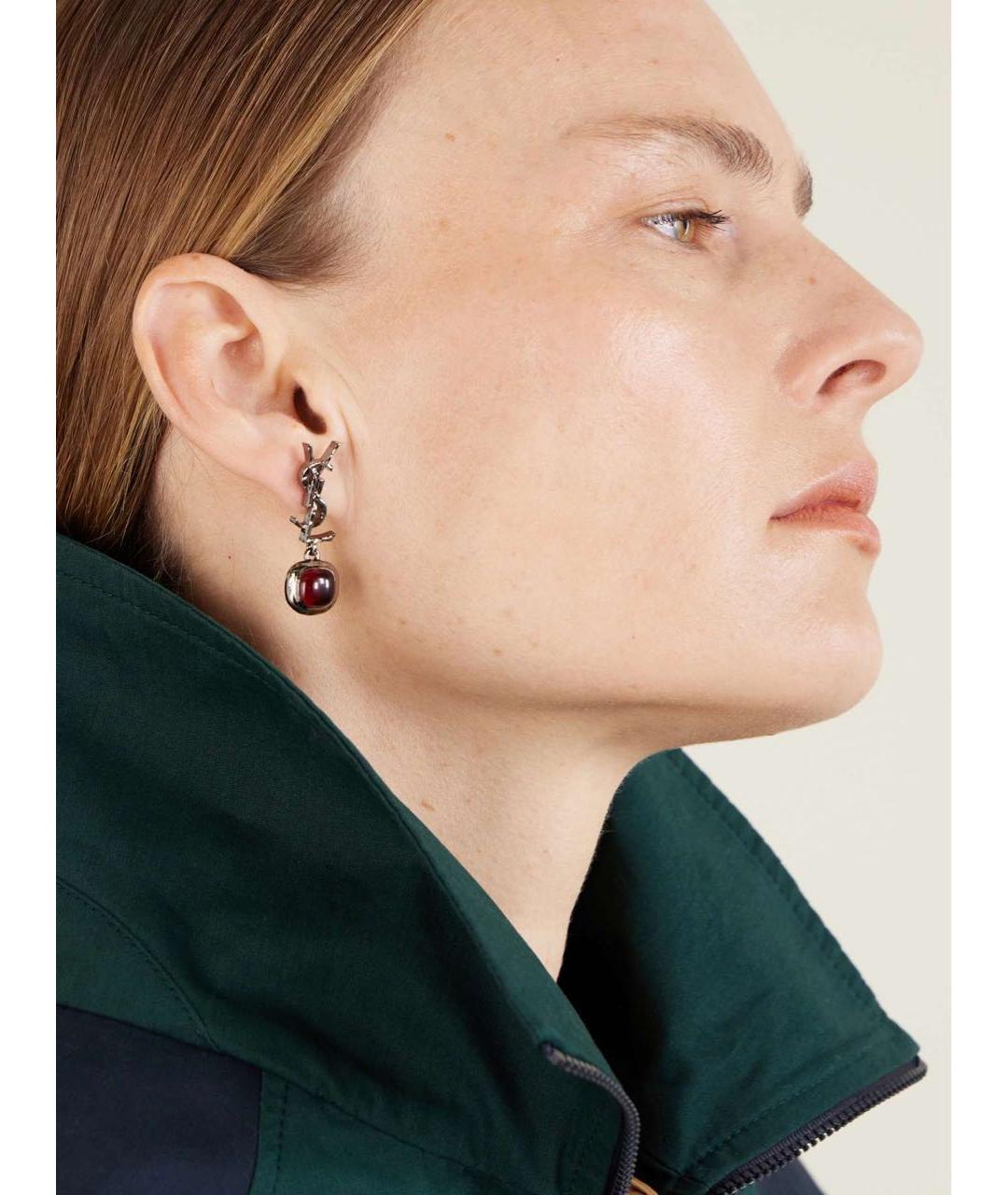 SAINT LAURENT Серебряные латунные серьги, фото 2