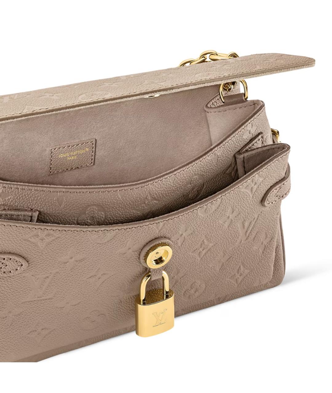 LOUIS VUITTON Бежевая кожаная сумка через плечо, фото 4