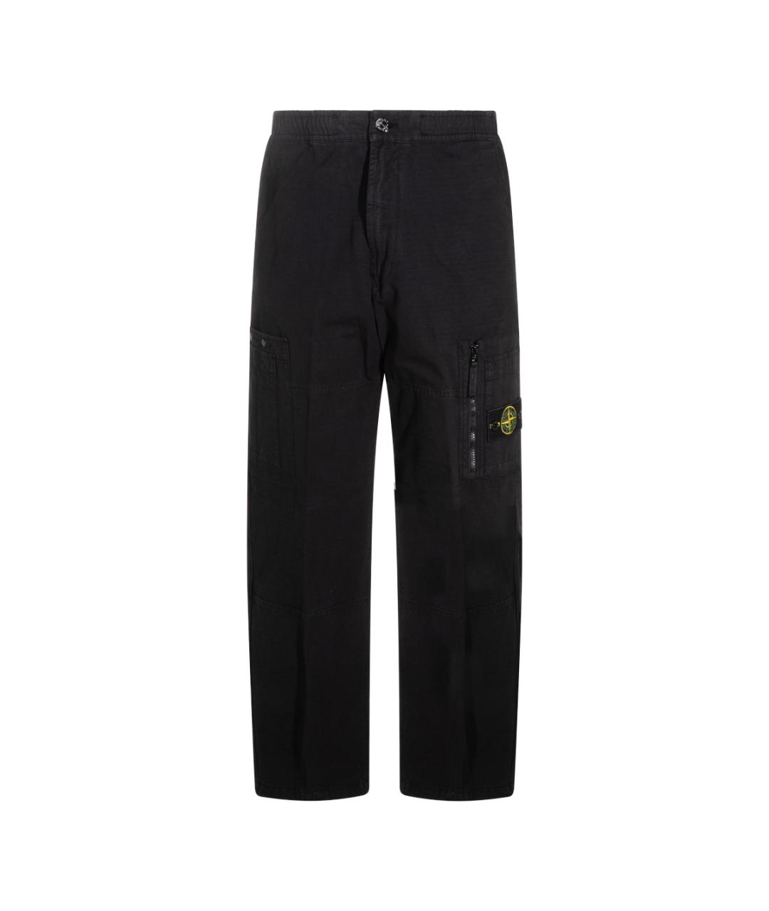 STONE ISLAND Черные хлопковые повседневные брюки, фото 1