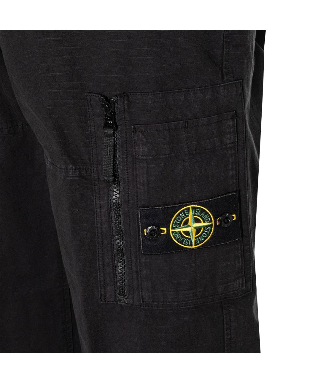 STONE ISLAND Черные хлопковые повседневные брюки, фото 4