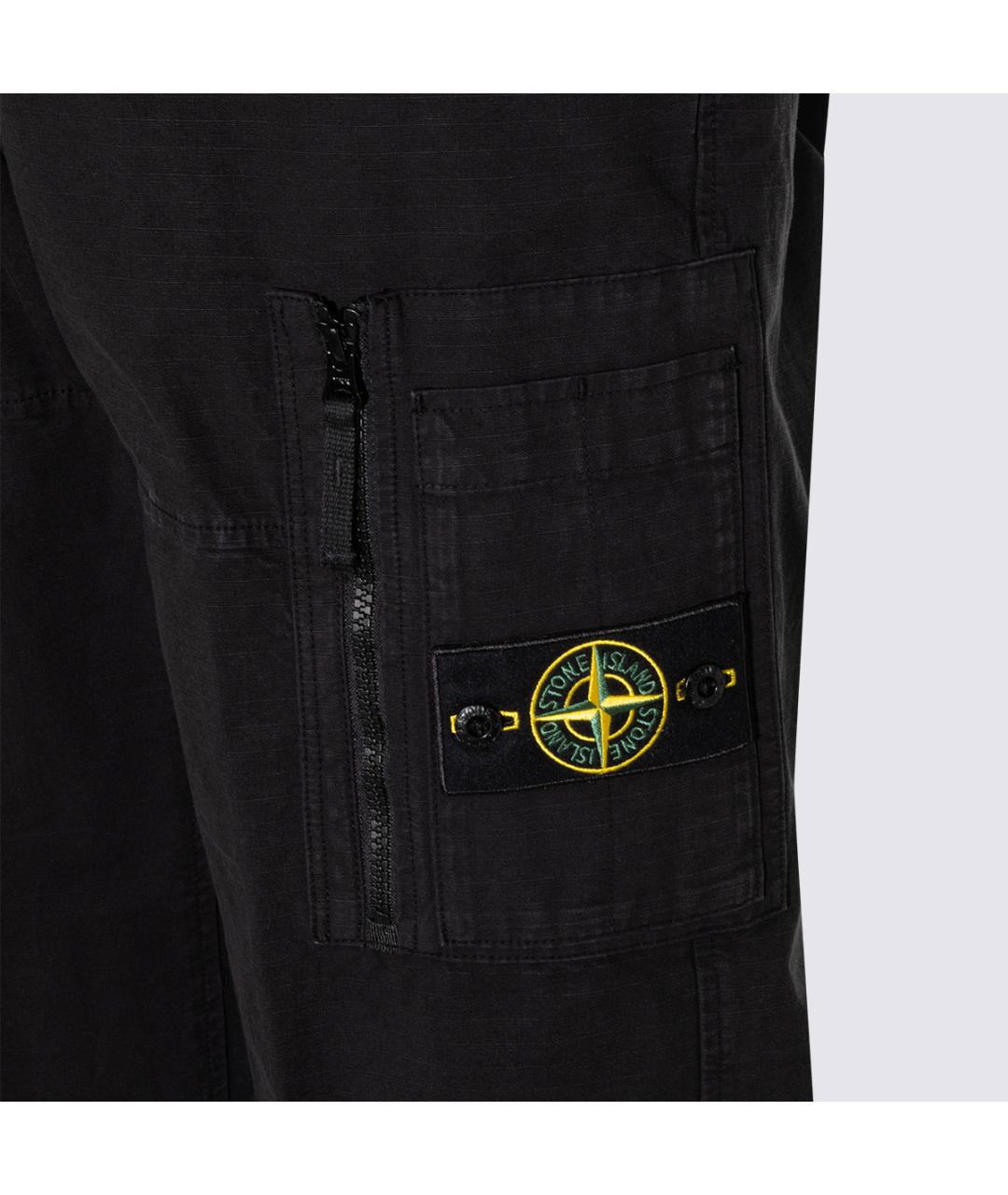 STONE ISLAND Черные хлопковые повседневные брюки, фото 5