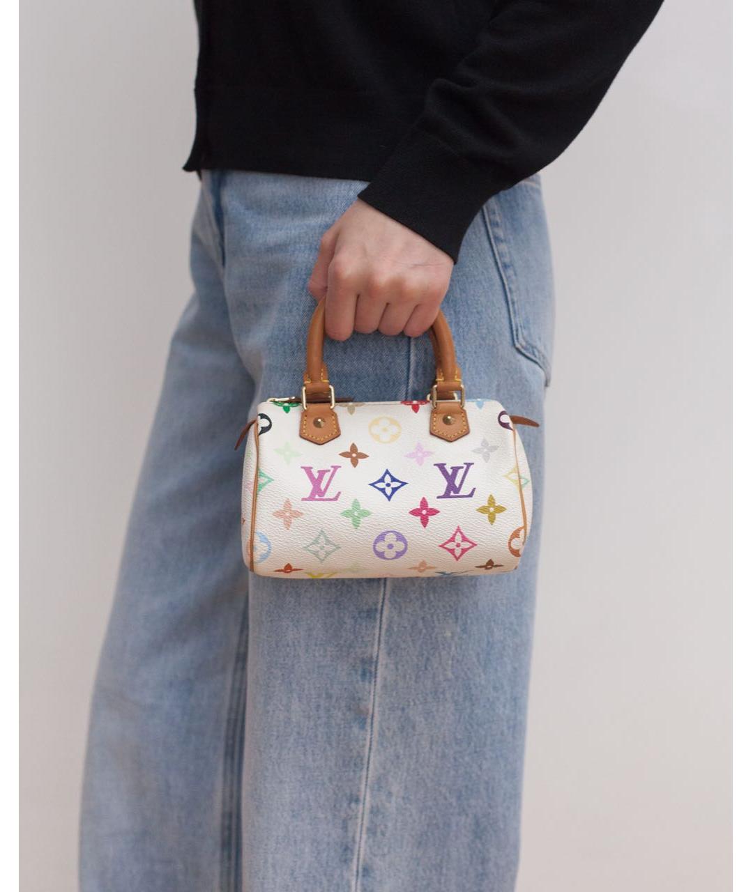 LOUIS VUITTON Белая сумка с короткими ручками из канвы, фото 3